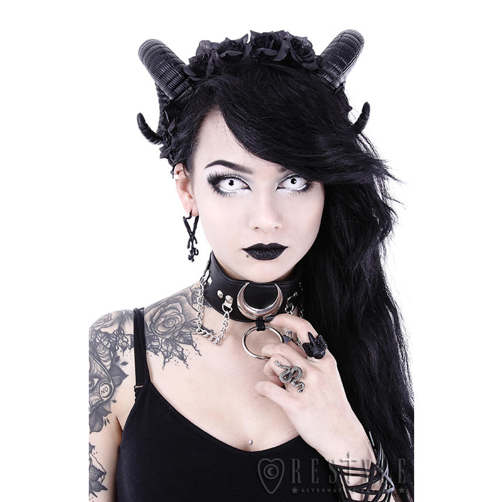 Restyle - Sinister en roses ram horns Hörner Stirnband - Schwarz